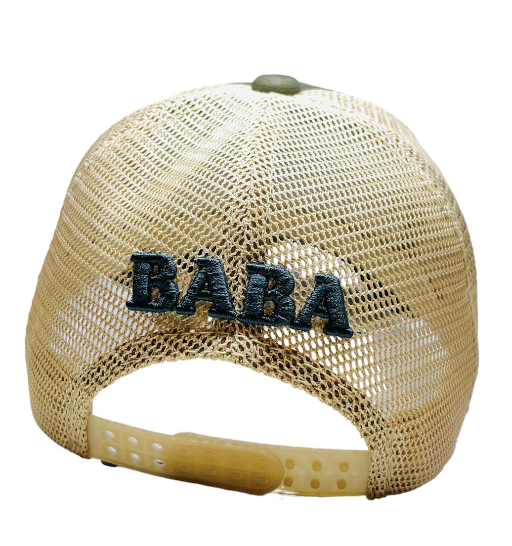 Arabic letter "BABA" Hand Craft Base Ball Cap in Mud Greenish C-Green Gold