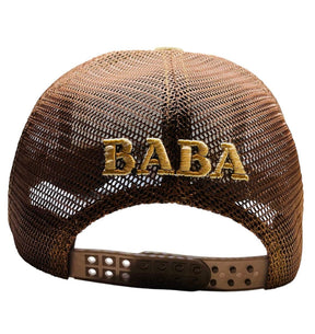 Arabic Letter " Baba" Hand Craft Base Ball Cap In Creamish Grey Black & Brown