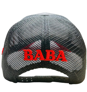 Arabic letter "BABA" Hand Craft Base Ball Cap In Greish Red & Black