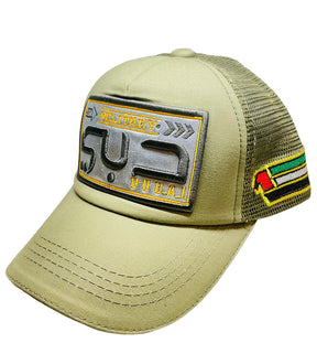 Arabic Letter "DUBAI" Hand Craft Base Ball Cap In Mud Greenish & Grey