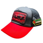 Arabic Letter "AJMAN" Hand Craft Base Ball Cap In Greish Red & Black