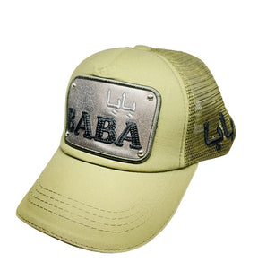 Arabic letter "BABA" Hand Craft Base Ball Cap in Mud Greenish & Black