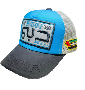 Arabic Letter "DUBAI" Hand Craft Base Ball Cap in Bluish Grey & Black