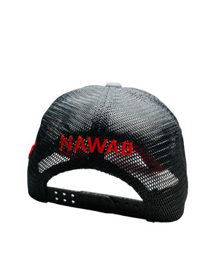 Arabic Letter "NAWAAB" Hand Craft Base Ball Cap In Redish Grey & Black