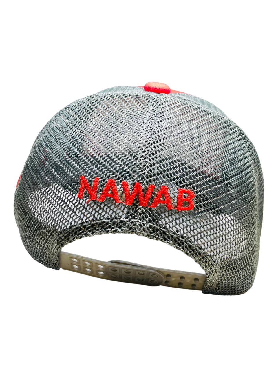 Arabic Letter "NAWAAB" Hand Craft Base Ball Cap In Redish Grey & Black