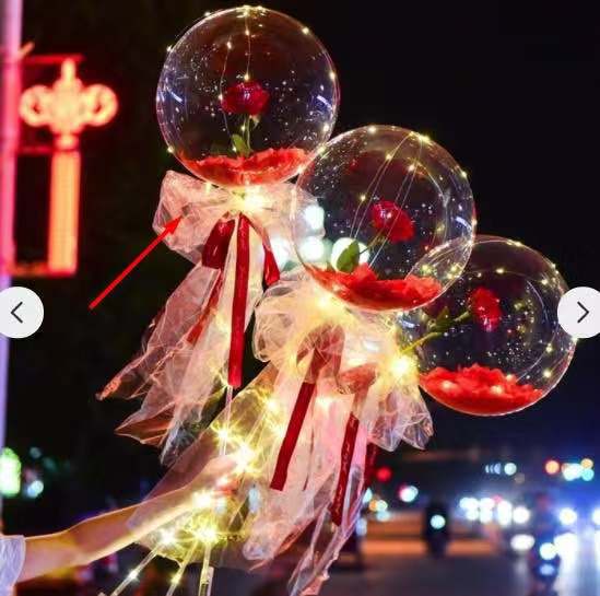 Tanabata Valentine's Day LED Roses Bobo Ball Glowing Net Red Bouquet Balloons Night Market Stall Bobo Ball