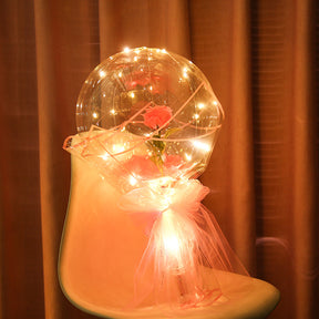 Tanabata Valentine's Day LED Roses Bobo Ball Glowing Net Red Bouquet Balloons Night Market Stall Bobo Ball