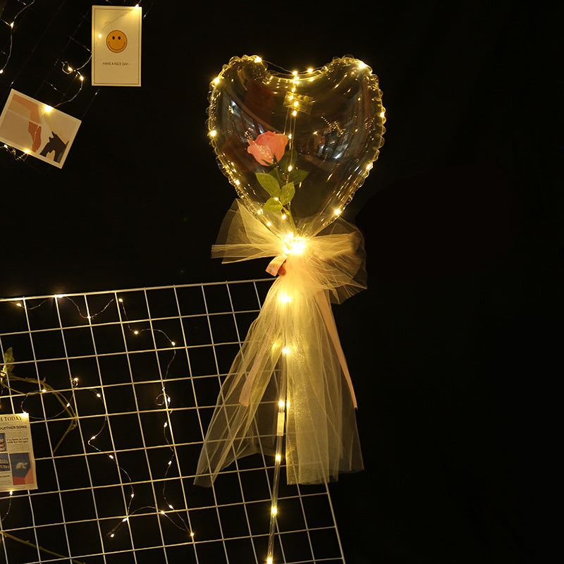 Tanabata Valentine's Day LED Roses Bobo Ball Glowing Net Red Bouquet Balloons Night Market Stall Bobo Ball